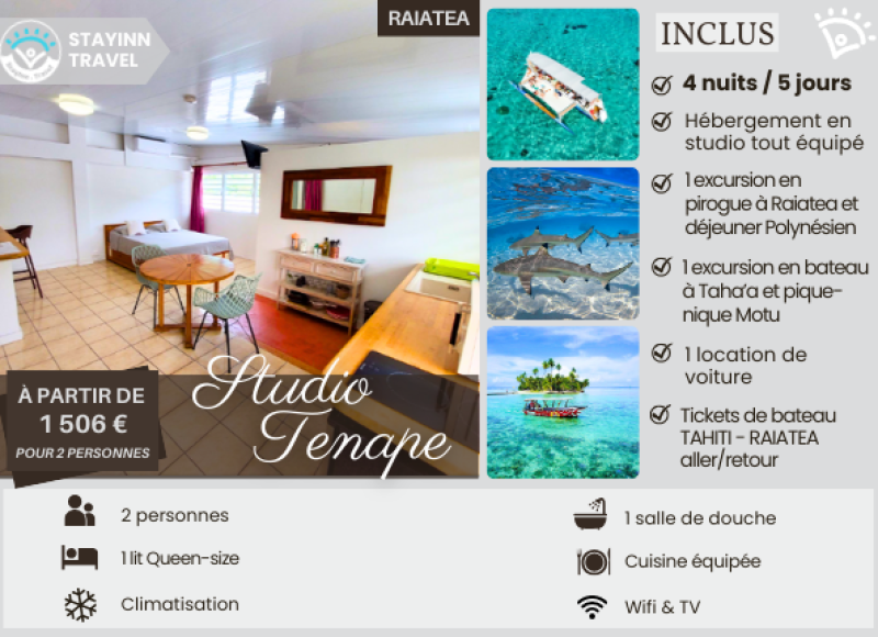 RAIATEA DISCOVERY – 4 nuits / 5 jours pour 2 personnes – Hébergement, services et activités INCLUS