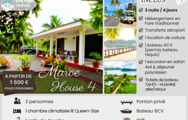 HUAHINE LOVERS – 3 nuits / 4 jours pour 2 personnes – Hébergement, services et activités INCLUS