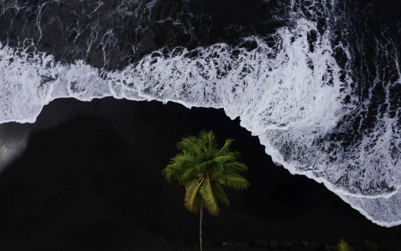 Plage de sable noir à Tahiti Et Ses Îles ©Jim Winter